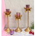 Three Layer Lotus With 4 Puprle Glass Votive Tealight Holder